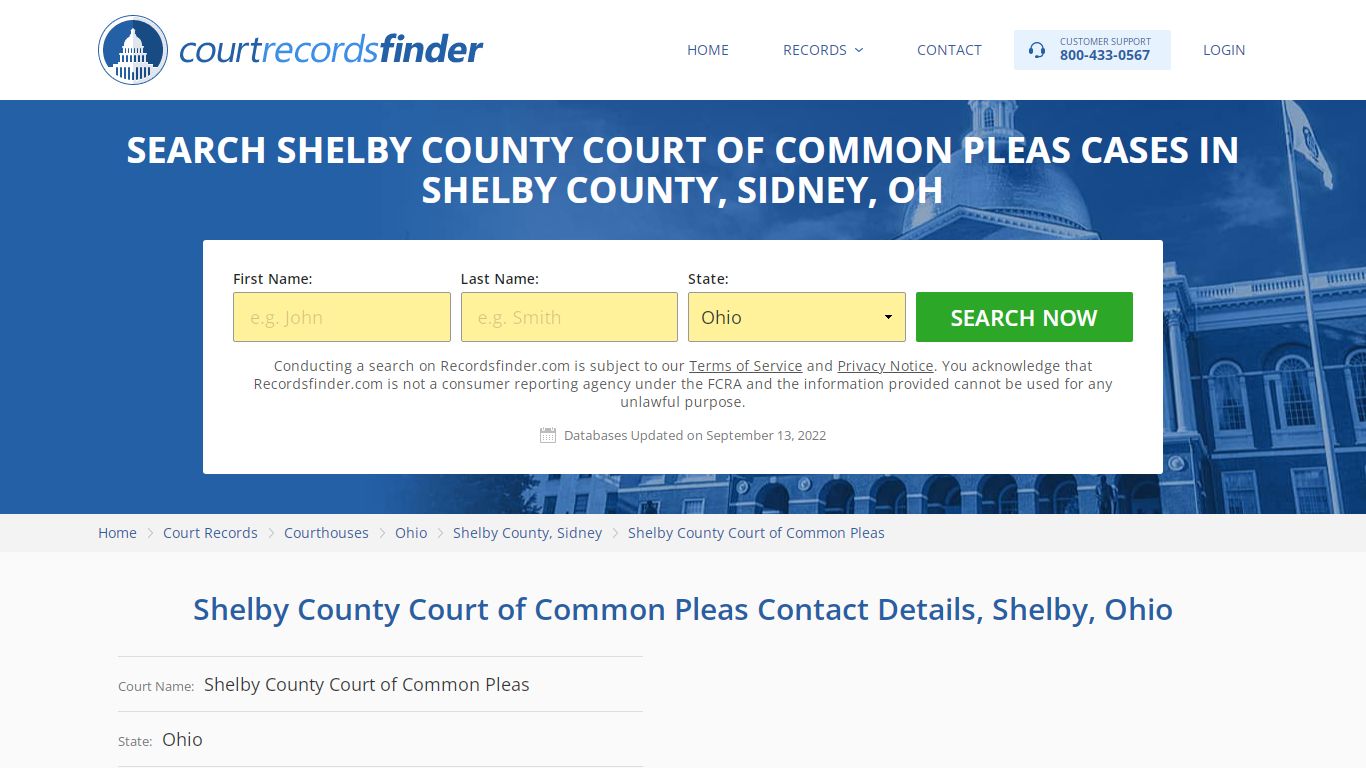 Shelby County Court of Common Pleas Case Search - RecordsFinder
